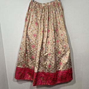 Handmade Maxi Skirt Womens 13 Large Pink‎ Gypsy Embroidered Festival